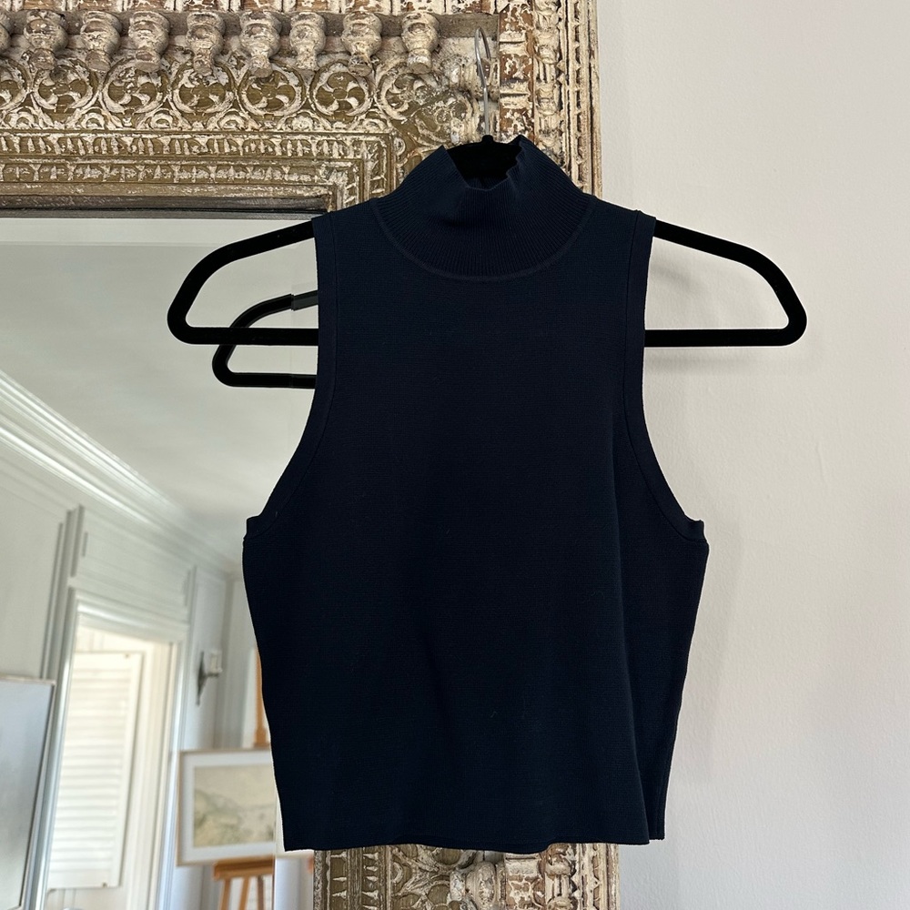 Cropped Navy Turtleneck
